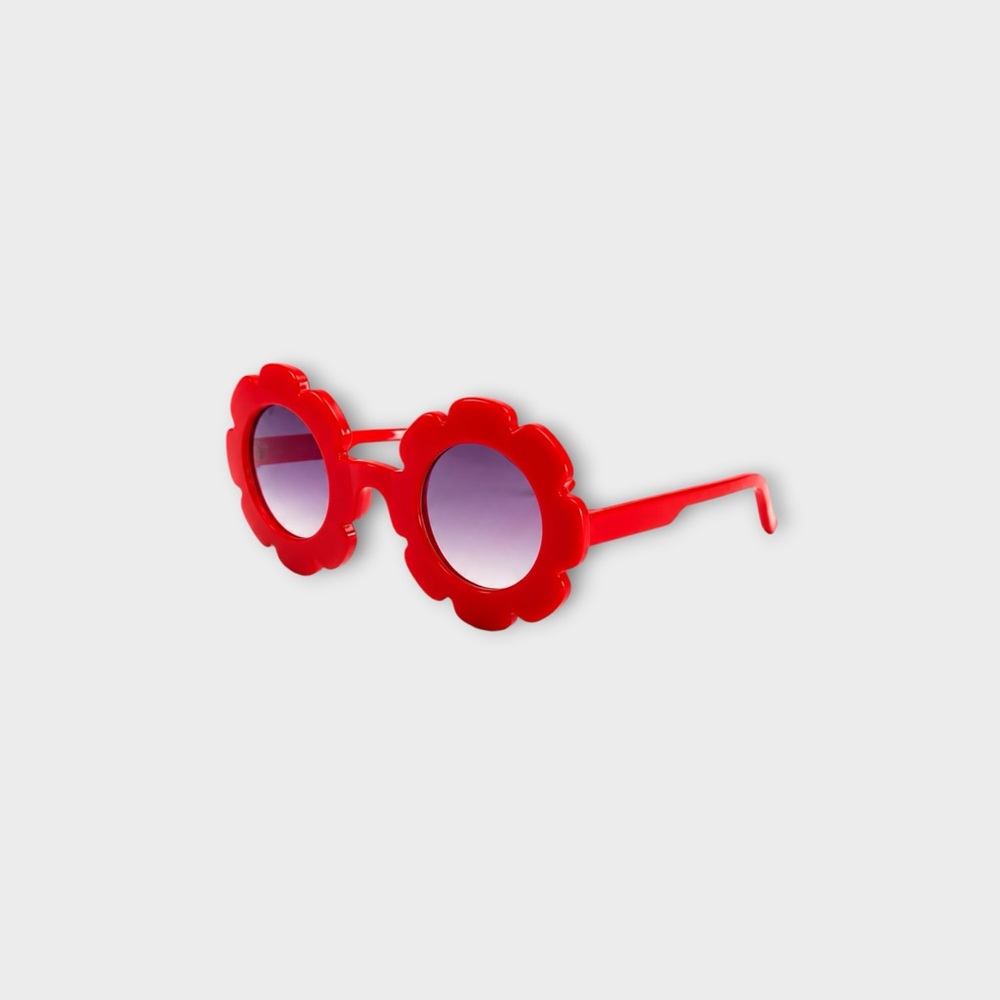 Kids Red Flower-Shaped Sunglasses